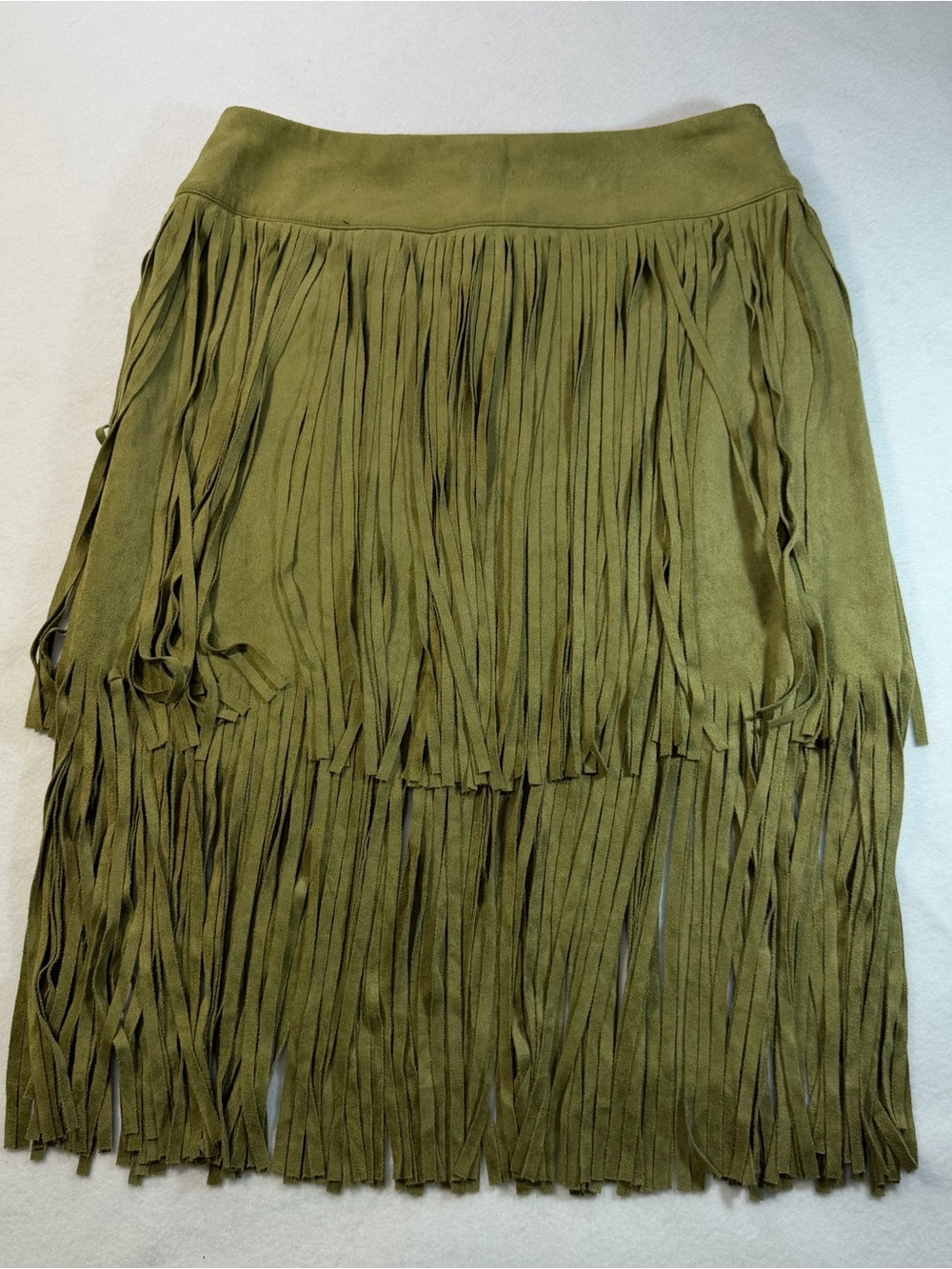 Vocal Olive Faux Suede Fringe Western Cowgirl Skirt